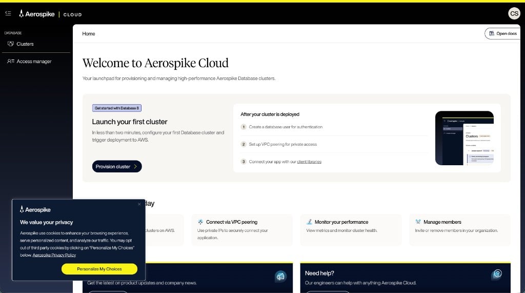 Aerospike Cloud Console preview